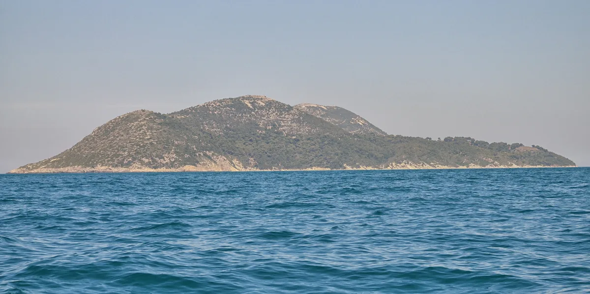 Sazan Island, viewed from Karaburun, July 2016.